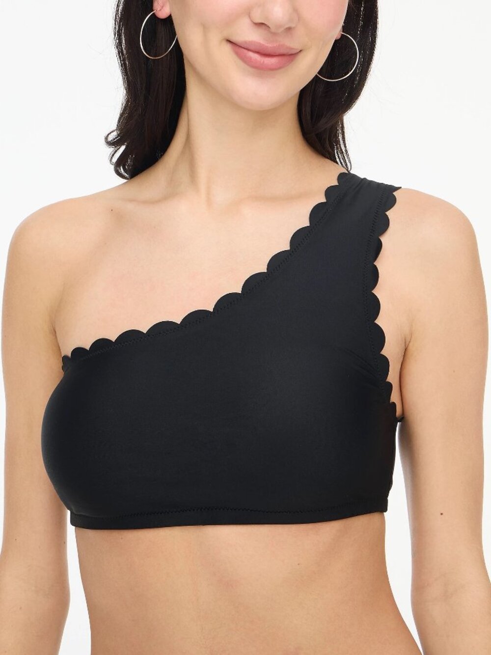 J Crew Factory Scalloped one-shoulder bikini top in Black XS BP345